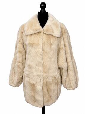 COCO Limited Genuine Rabbit Fur Coat Ivory Cream Relaxed Fit Size L